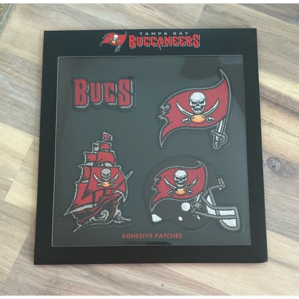 Tampa Bay Buccaneers Bucs Ship Helmet Flag Logo Adhesive Patches Pack of 4 NEW - Picture 9 of 9